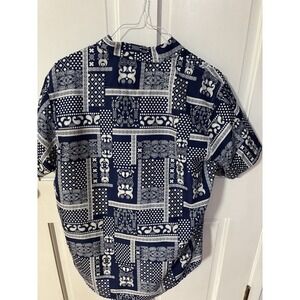 Enrico Rossini button up short sleeve shirt Blue and white XL EUC